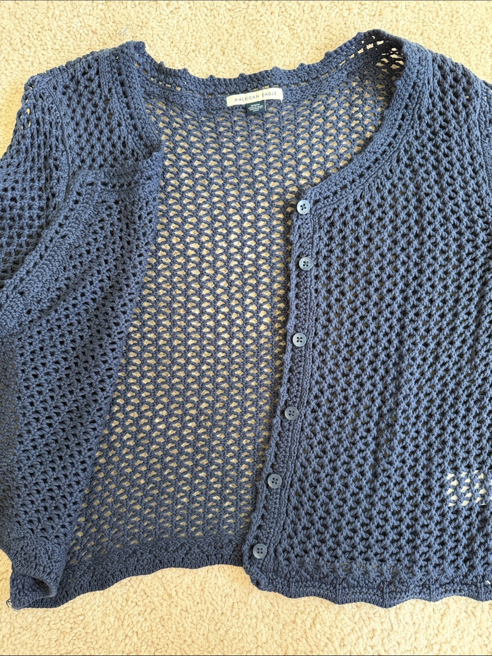 American Eagle Navy Open Weave knit sweater - Picture 3 of 5